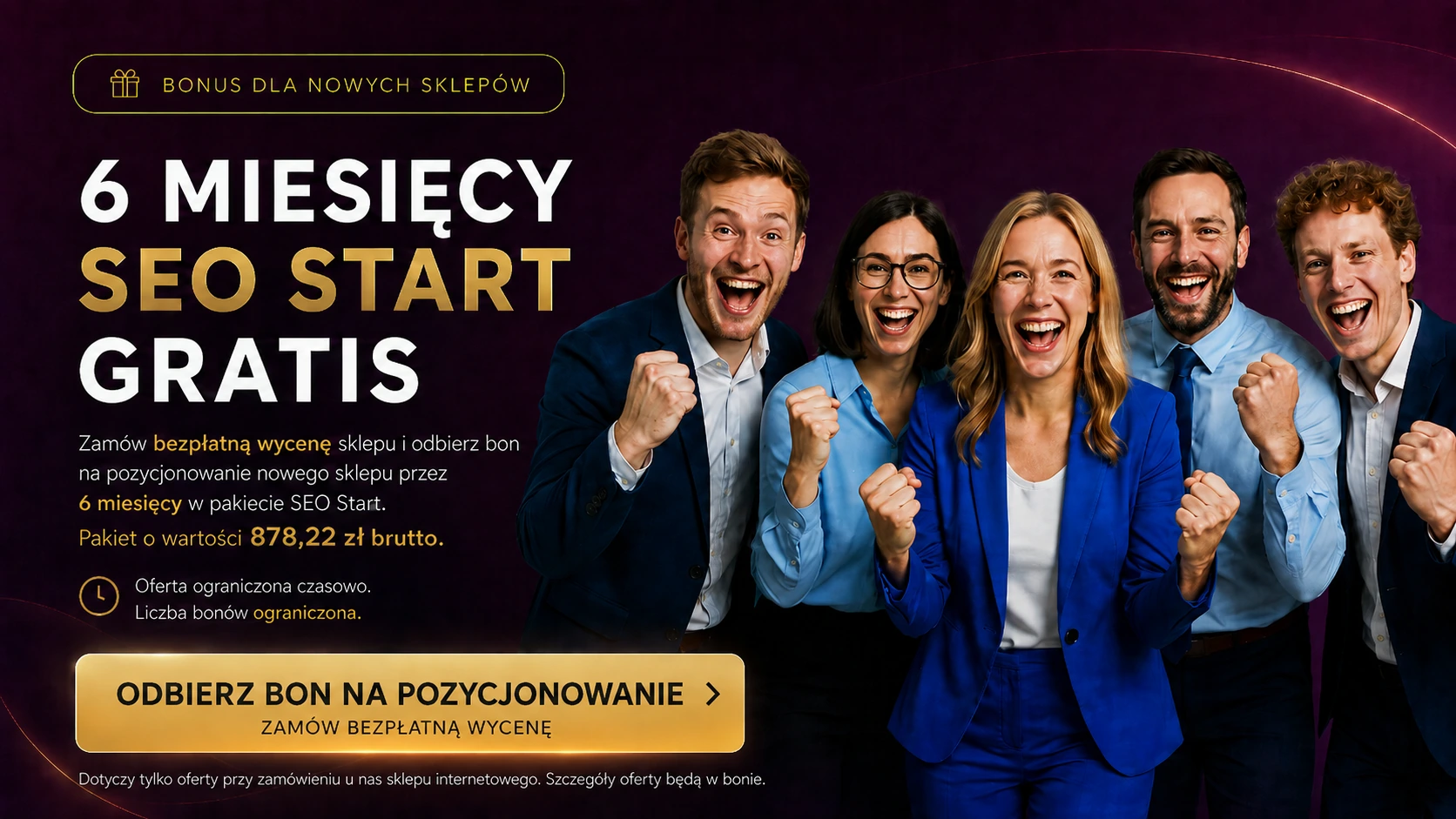 Bon na 6 miesięcy SEO START gratis przy zamówieniu sklepu internetowego